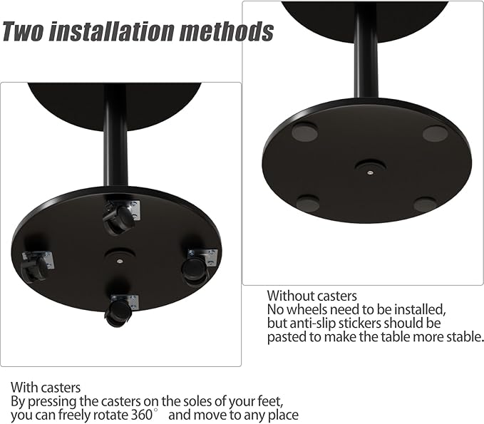 Pedestal with Wheels TV Tray Table, Rotating Couch Tables That Slide Under - Image 3
