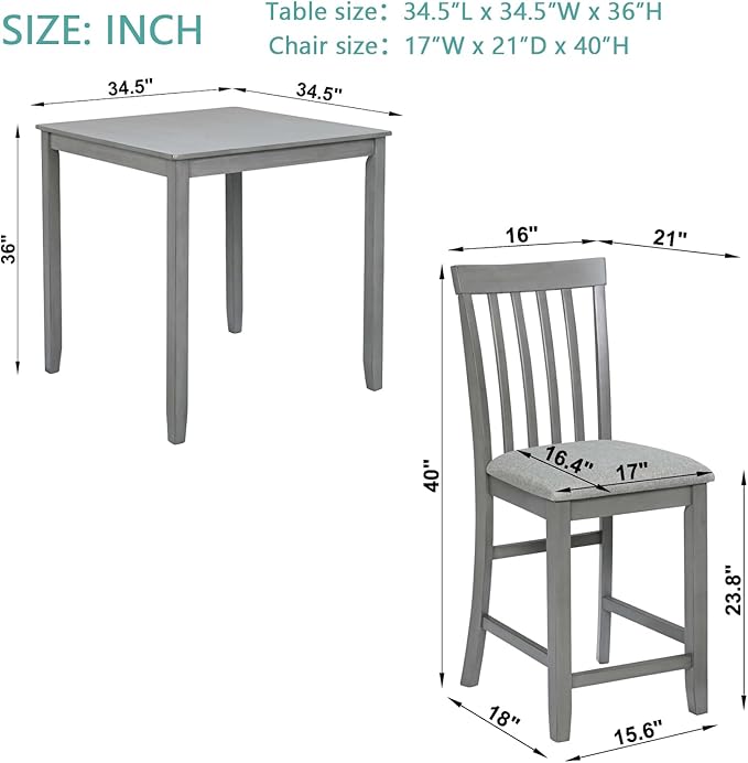 KEIKI 5-Piece Counter Height Dining Table Set - Image 3