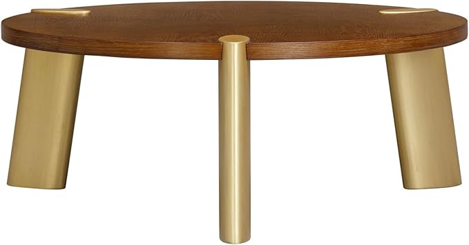 NTC 40 Inch Tribase Boho Wooden Round Coffee Table - Image 3