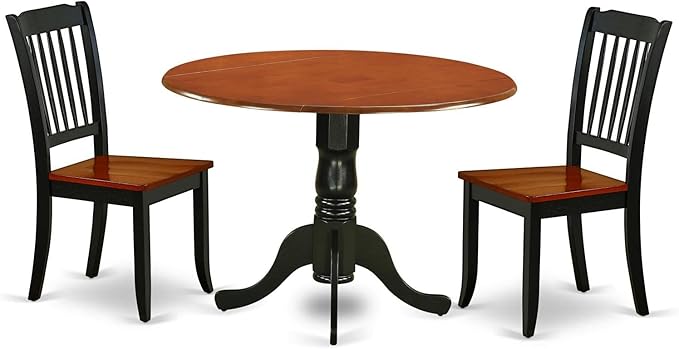 East West Furniture DLDA3-BCH-W 3 Piece Dining Room Table Set Contains a Round by EastWestFurniture