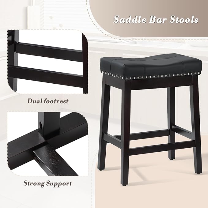 Athena Collection Bar Stools Set of 2, 25 Inches Counter Height Bar Stools - Image 8