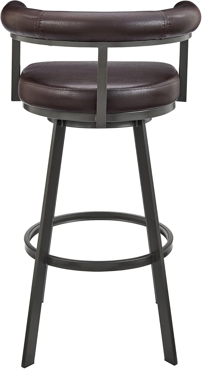 Armen Living Magnolia Swivel Counter Stool in Brown Metal - Image 7