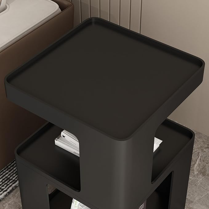 Black Side Table, Modern Nightstand Metal End Table - Image 6