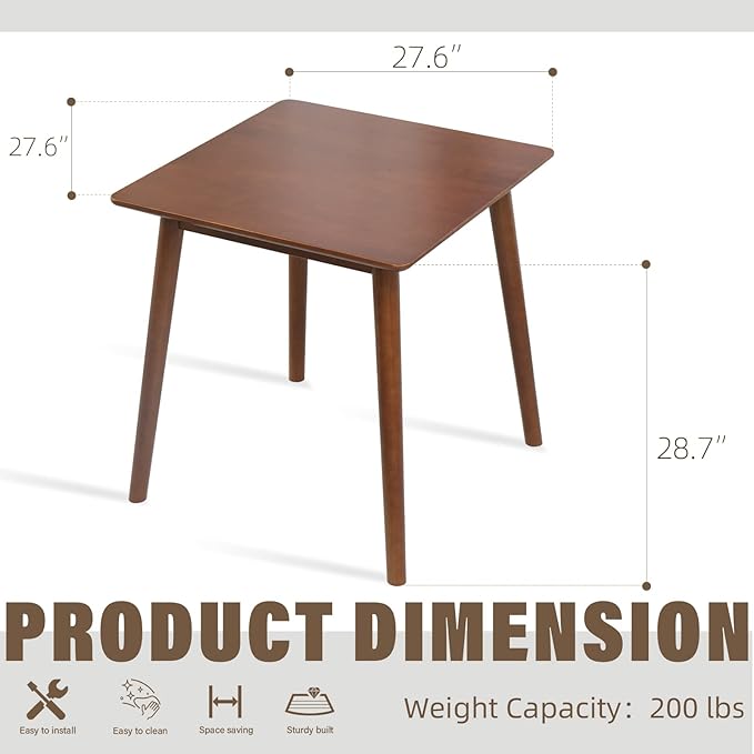 OGMILL 27.6" Small Dining Table Square - Image 3