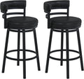 Armen Living Madrid 30" Seat Height Swivel Ford Black Faux Leather and Black by ArmenLiving