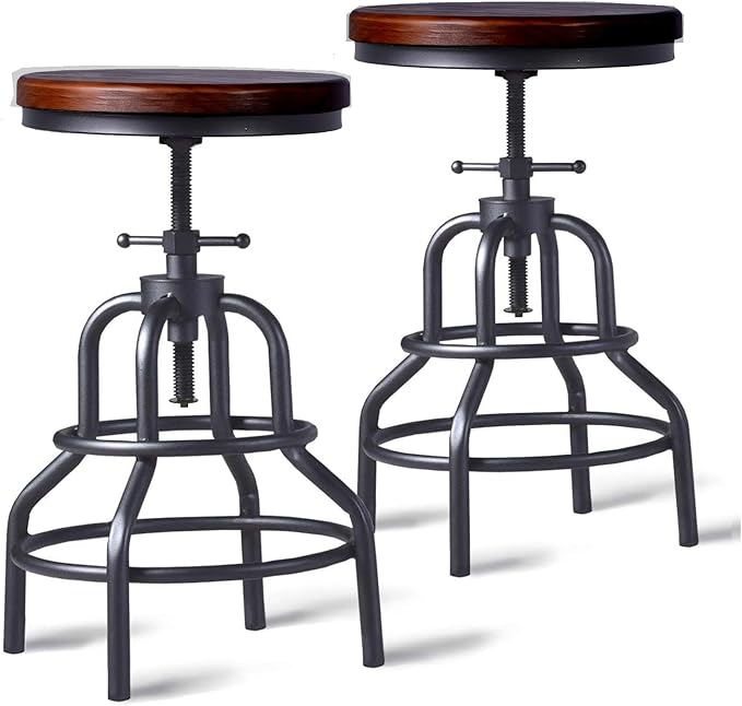Diwhy Industrial Vintage Bar Stool, Kitchen Counter Height Adjustable Pipe Stool by Diwhy