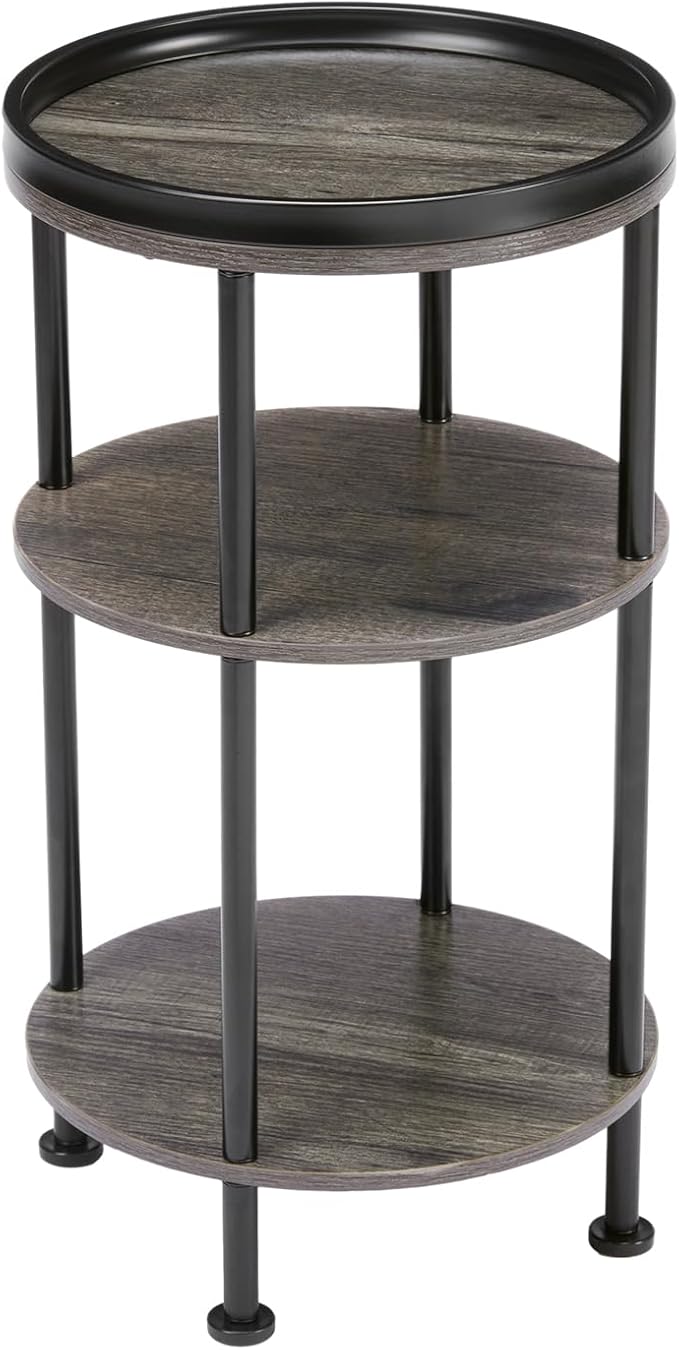 Small Round Side Table for Small Spaces, 3-Tier Round Accent Table Slim Side - Image 4