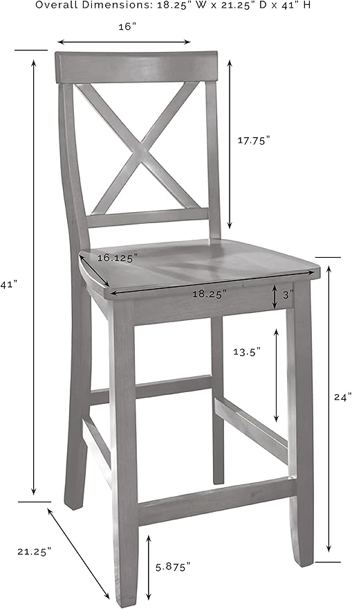 Crosley Furniture X-Back Wood Counter Height Bar Stools Set of 2 - Image 3