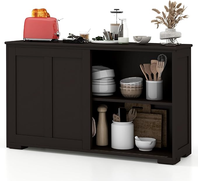 Costzon Sideboard Buffet Cabinet, Wooden Kitchen Storage - Image 8