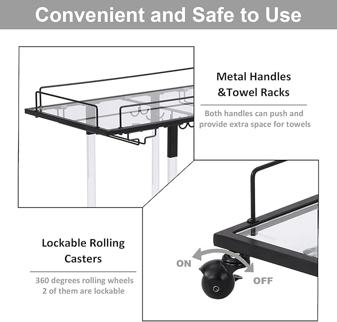 Bar Cart for Home Bar Chrome Serving Cart - Image 5