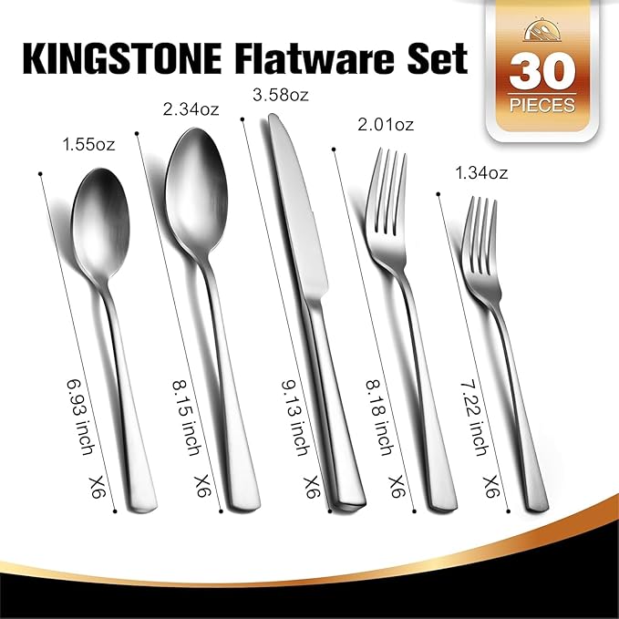 KINGSTONE Silverware Set, 30-Piece Flatware Set - Image 2