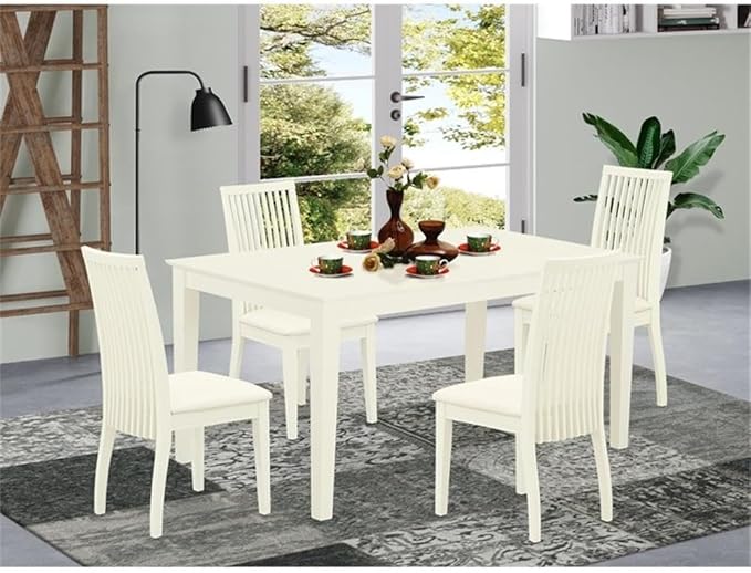 East West Furniture CAIP5-LWH-C 5 Piece Dinette Set - Image 5
