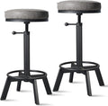 Vintage Bar Stools Set of 2 Industrial Bar Stool Swivel PU Seat Counter Height by BOKKOLIK