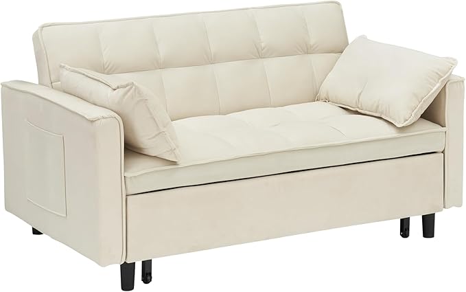 Ball & Cast Convertible Sofa Bed, Loveseat Sleeper Sofa W/Pull-Out Bed&2 Pillows - Image 7