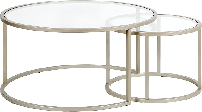 Watson Round Nested Coffee Table in Satin Nickel by HennHart
