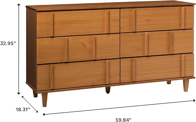 Walker Edison Contemporary Detailed 6-Drawer Solid Wood Dresser, 60 Inch - Image 10