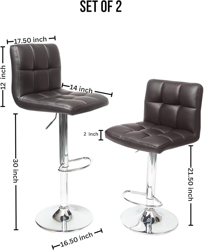 Roundhill Furniture 2 Swivel Elegant PU Leather Modern Adjustable Hydraulic - Image 3