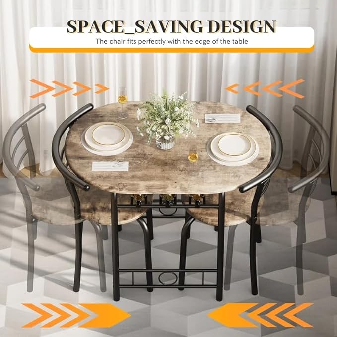 Shahoo 3-Piece Wooden Dining Table Set, Kitchen Breakfast Nook Sets - Image 6