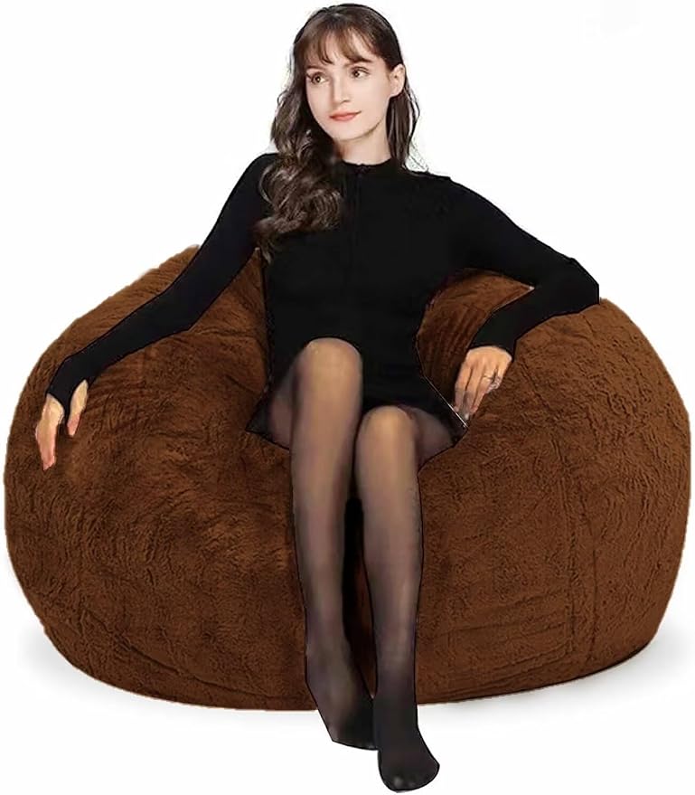 Bean Bag Chair for Adults Kids Without Filling Comfy Fluffy Oversized Round by FunnyFurnitureforYourHous