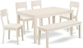 East West Furniture CAAD6-LWH-LC 6 Piece Dining Table Set Contains a Rectangle by EastWestFurniture