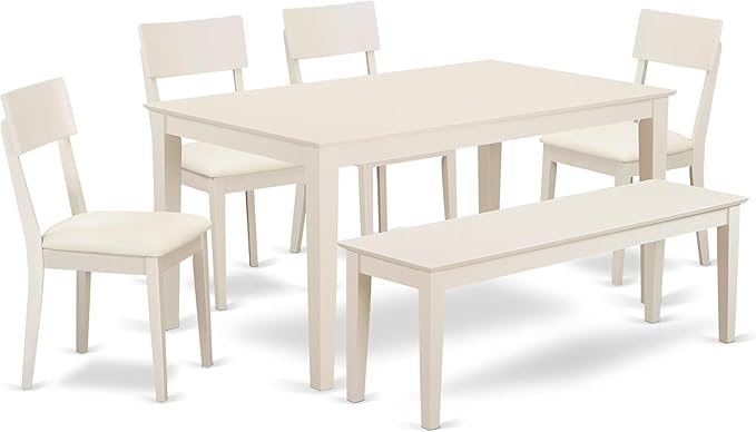 East West Furniture CAAD6-LWH-LC 6 Piece Dining Table Set Contains a Rectangle by EastWestFurniture