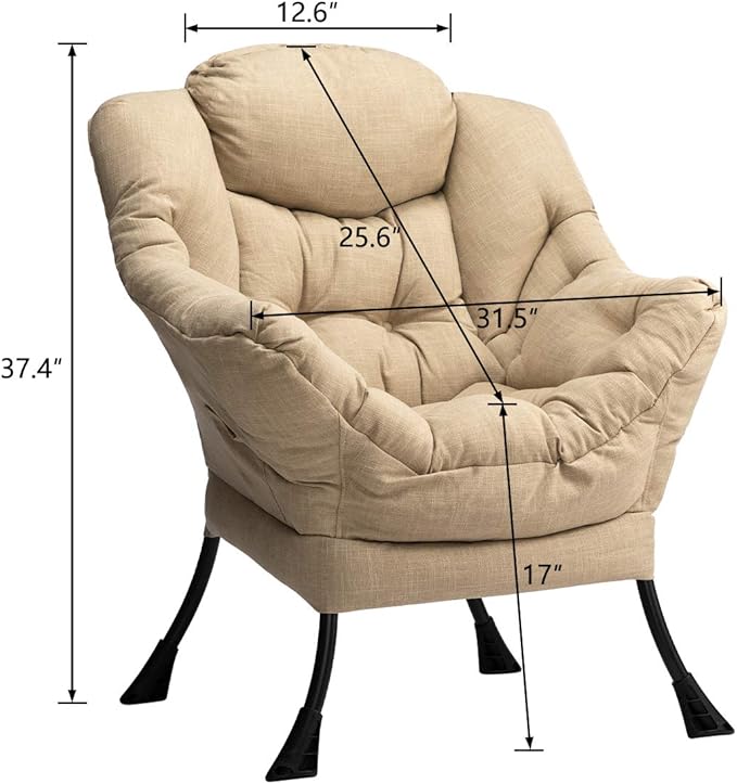 HollyHOME Modern Fabric Large Lazy Chair, Accent Oversized Comfy Reading Chair - Image 3