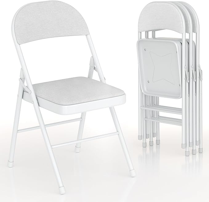 VECELO Padded Folding Chairs 4 Pack, Comfortable Cushioned Seat & Backrest by VECELO