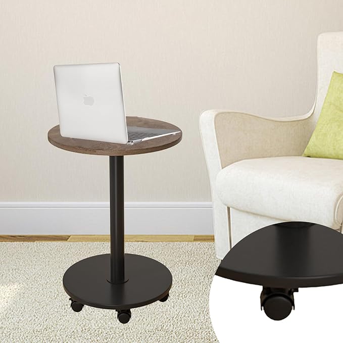Pedestal with Wheels TV Tray Table, Rotating Couch Tables That Slide Under by vorriop