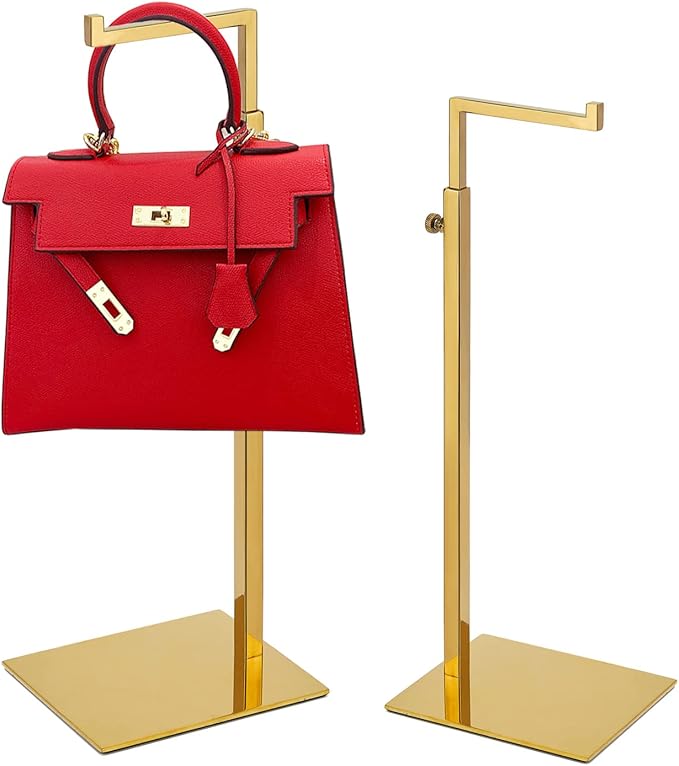Gold Purse Display Stand, 2 Pack Handbag Display Stand Adjustable Height by KKAIDIYIN