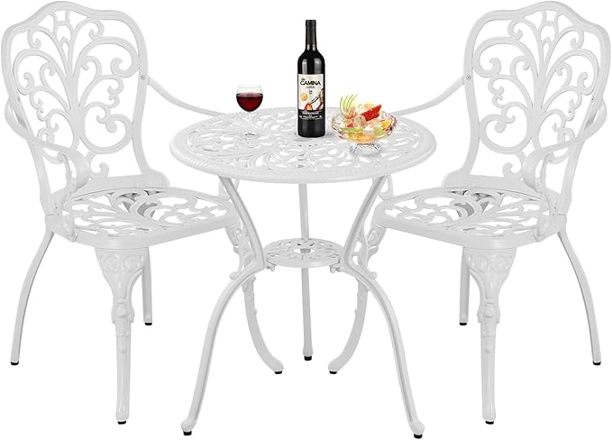 Patio Bistro Set 3 Piece Cast Aluminum Outdoor Bistro Set, Rust Resistance - Image 7