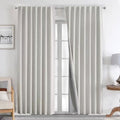Joydeco Natural Linen Curtains 108 inch Length 2 Panels Set Burg 100% Blackout by JOYDECO