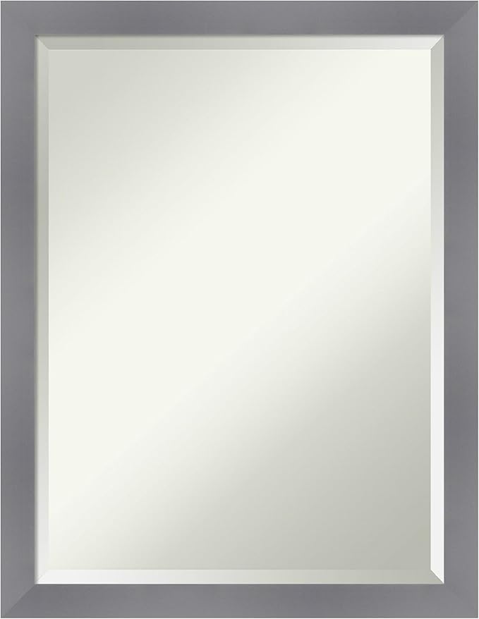 Amanti Art Grey Wall Mirror 27x21 Edwin Grey Rectangle Bathroom Mirror by AmantiArt