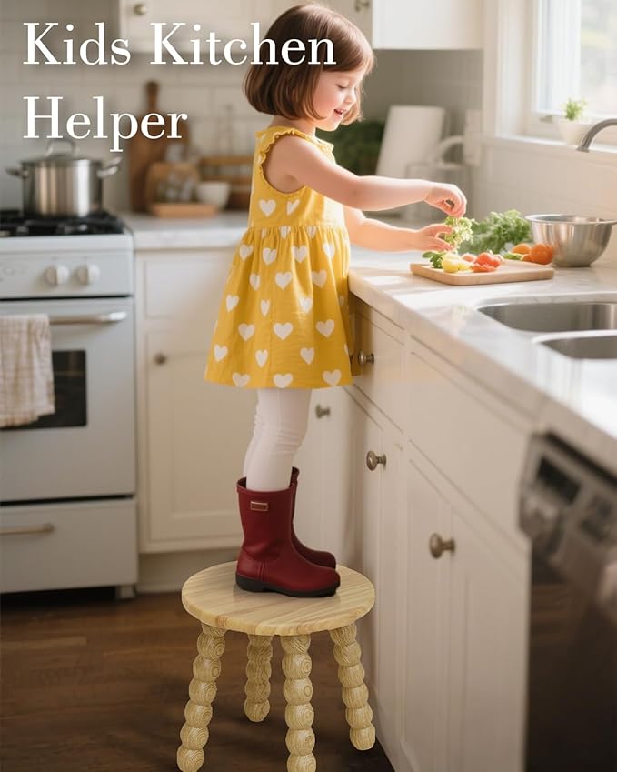 Masupu Solid Wooden Step Stool for Adults Kids, 11 inch Small Foot Stool - Image 2