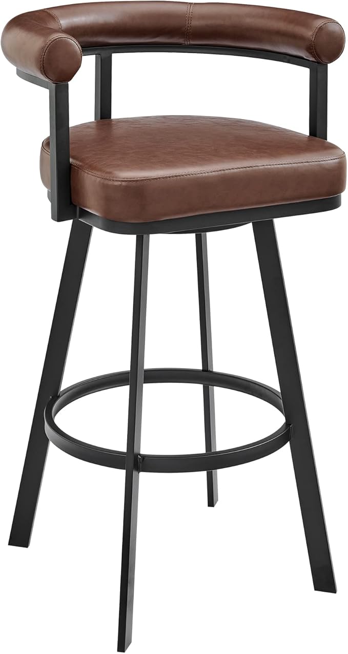 Armen Living Magnolia Swivel Counter Stool in Black Metal by ArmenLiving