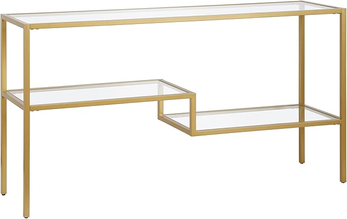 Henn&Hart 55" Wide Rectangular Console Table in Brass, Entryway Table, Accent by HennHart