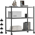 ZZL 3 Tier Small Bookshelf 31.49" Width, Metal Bookcase w/Wheels, Industrial by ZZLZoneZestLifeforU
