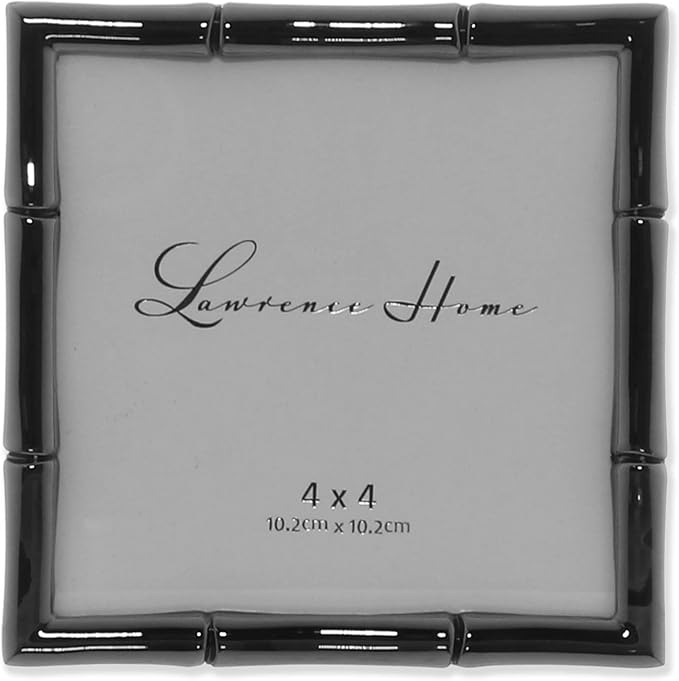 Lawrence Frames 4x4 Black Polished Metal Picture Frame by LawrenceFrames