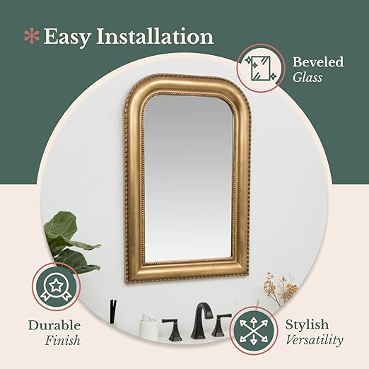 Hamilton Hills 36" x 24" Classic Gold Framed Polished Glass Top Round Corner - Image 5