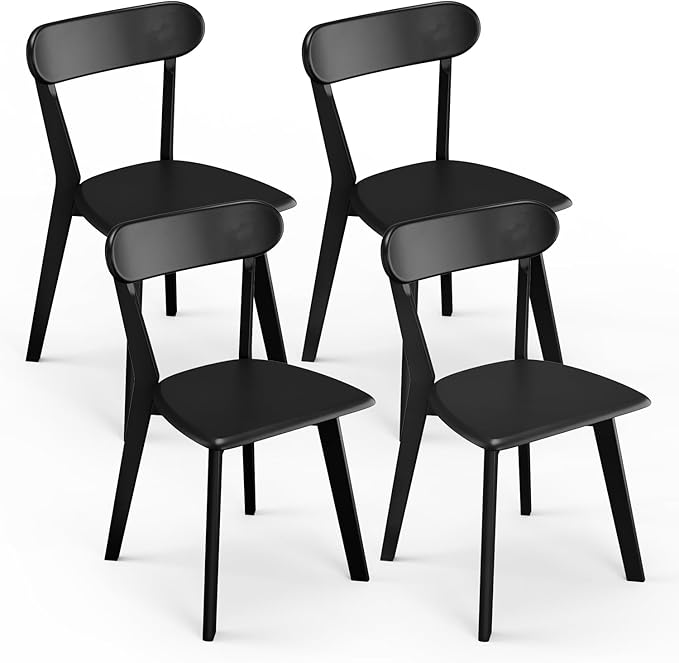 Solid Wood Dining Chairs Set of 4, Farmhouse Kitchen Chairs by MORDEER