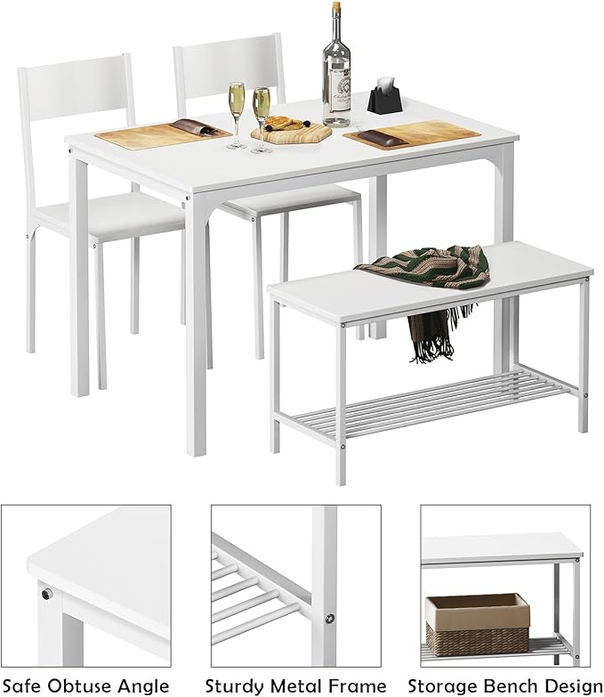 soges 4 Pieces Dining Table Set, 43.3 inch Kitchen Table Set - Image 7