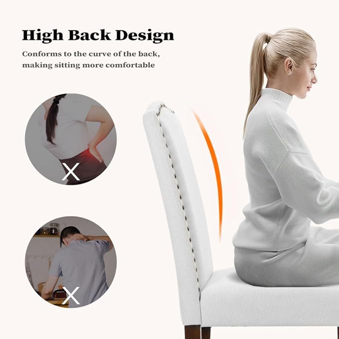Kitchen Chairs Set of 6 Modern Upholstered Fabric Seat - Image 5