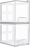 Vtopmart 2 Pack Stackable Storage Drawers, 6.6''Tall Acrylic Bathroom Makeup by Vtopmart