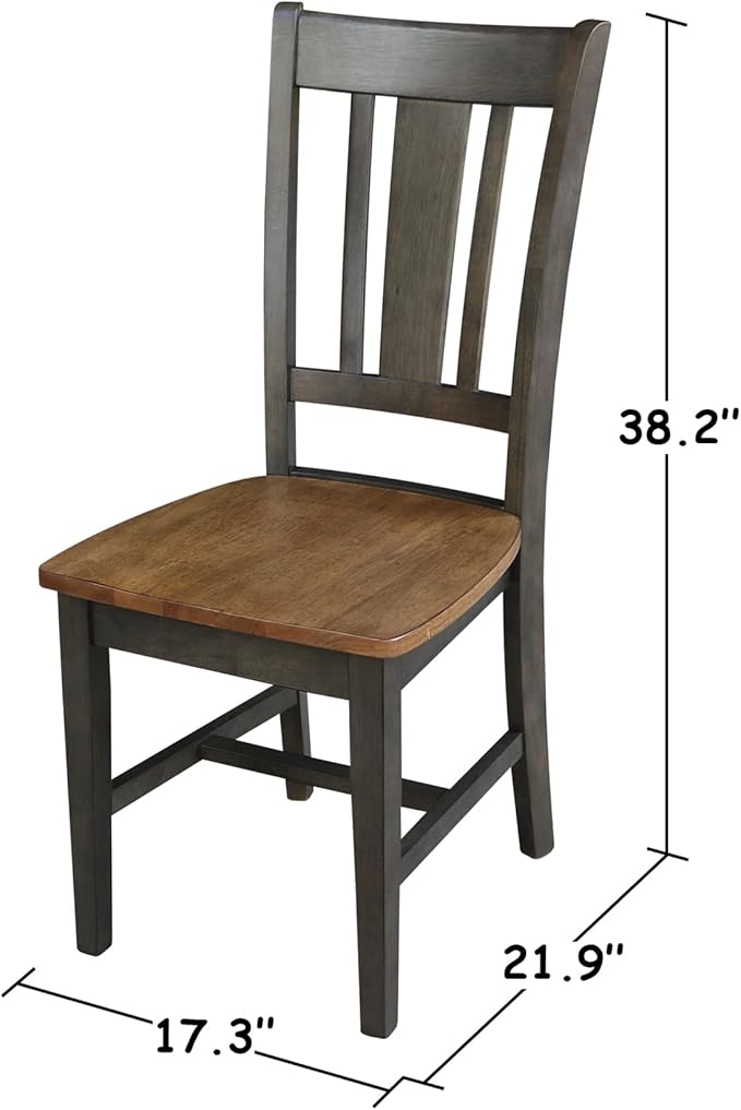 International Concepts San Remo Splatback Dining Chair, Hickory/Washed Coal - Image 3
