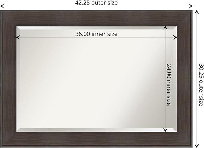 Amanti Art Brown Wall Mirror 30x42 William Rustic Woodgrain Rectangle Bathroom - Image 4