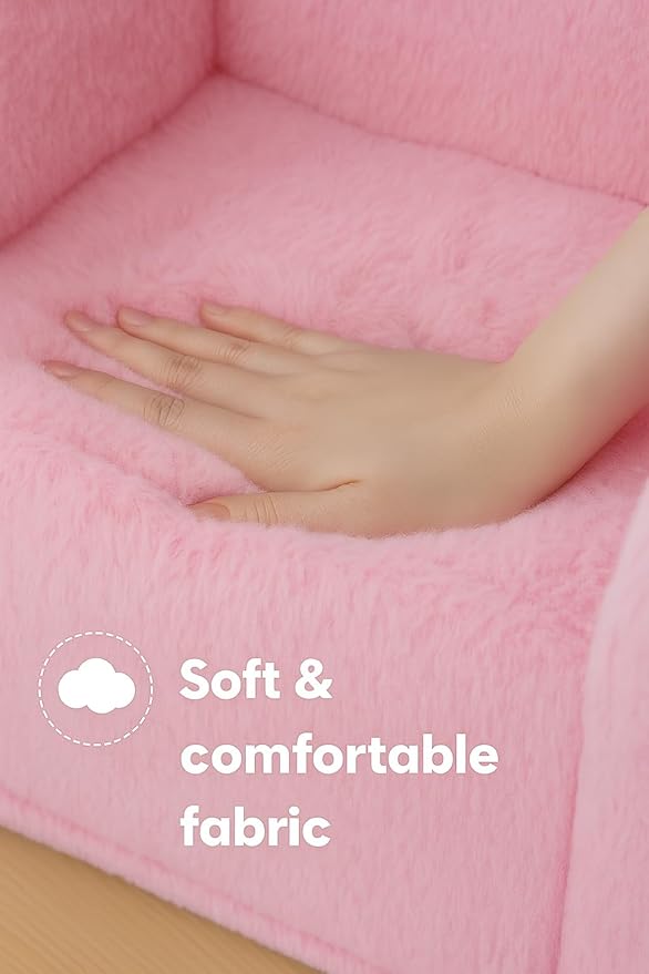 Cute Animal Toddler Foam Chair, Soft Faux Rabbit Fur, Comfy Toddler Lounge - Image 6