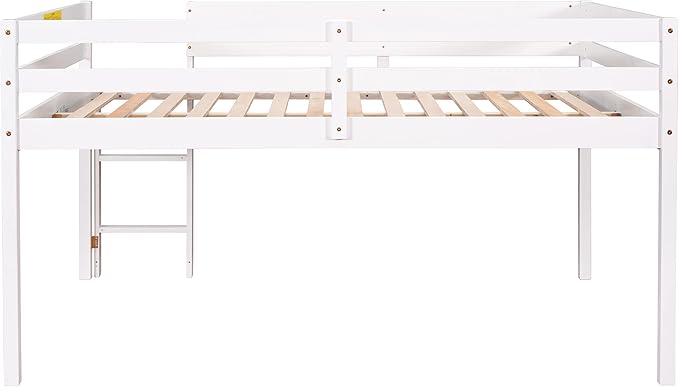 HomSof Full Loft Bed with Guard Rail & Ladder, No Box Spring Needed, Easy - Image 7