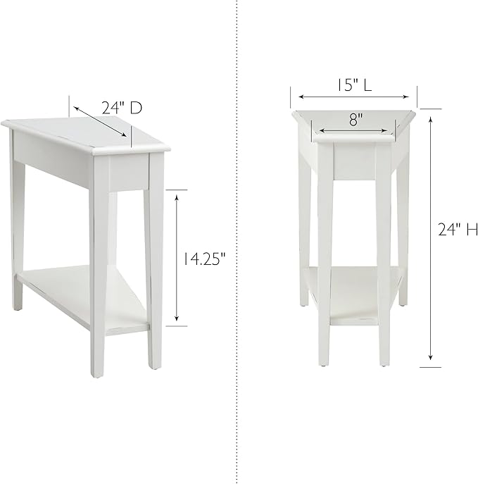Leick Home Haven Ridge Wedge End Table, Tapered Side Table, Farmhouse White - Image 3