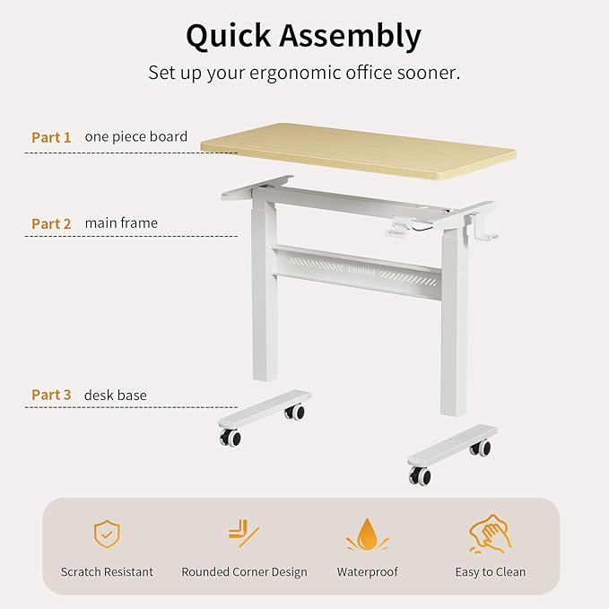 Mobile Walking Pad Desk with Wheels, Pneumatic Small Rolling Standing Desk - Image 4