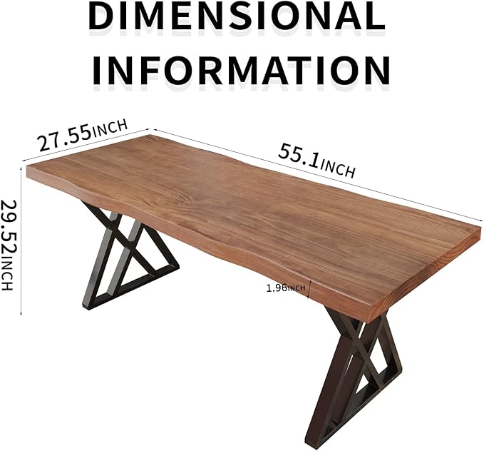Solid Wood Computer Desk Study Office Desk 55" Writing Desk, Modern Simple - Image 2