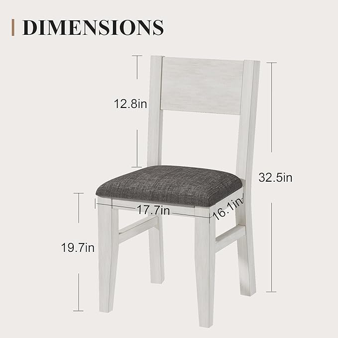 Solid Wood Dining Chairs Set of 4, Farmhouse Kitchen Chairs - Image 3